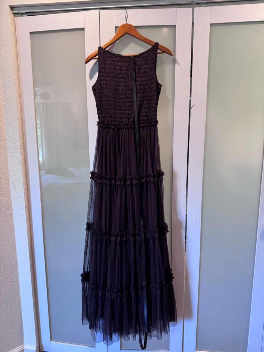 Chocolate Brown Rouched Maxi Tiered Dress